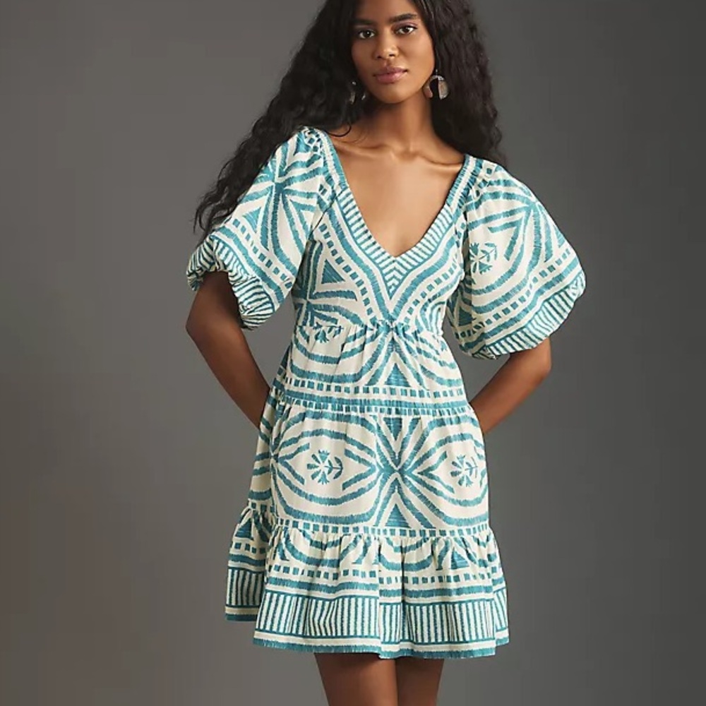 Omika Short-Sleeve V-Neck Mini Dress Size XS NWT